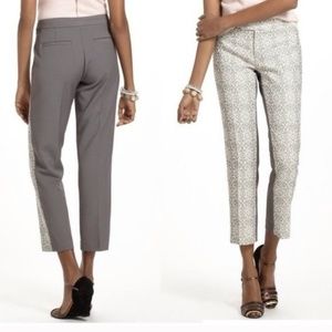 Anthropologie Elevenses Gray White Lace Panel Cropped Trouser Pants